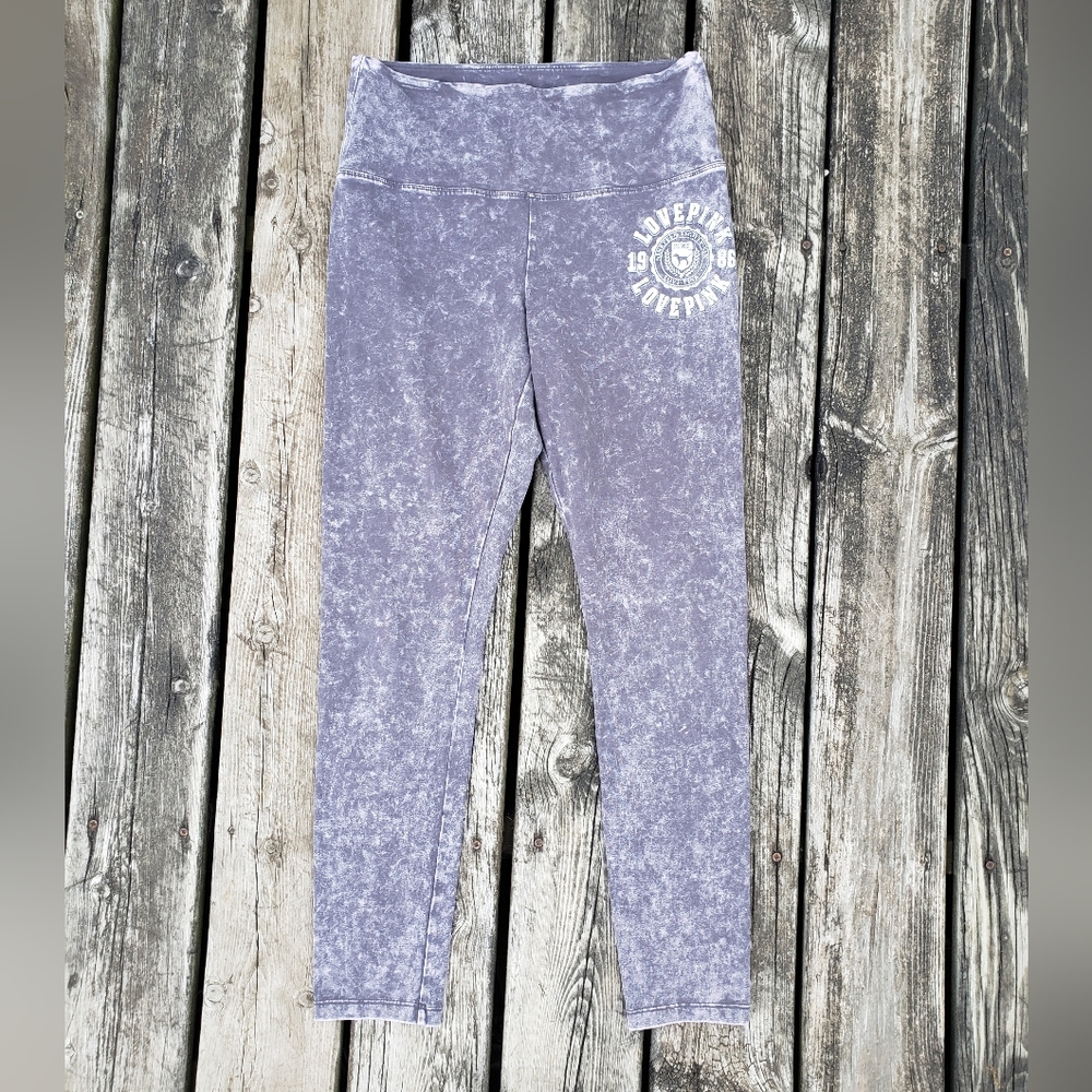 Victoria's Secret PINK grey & white tie dye leggings sz large in great condition